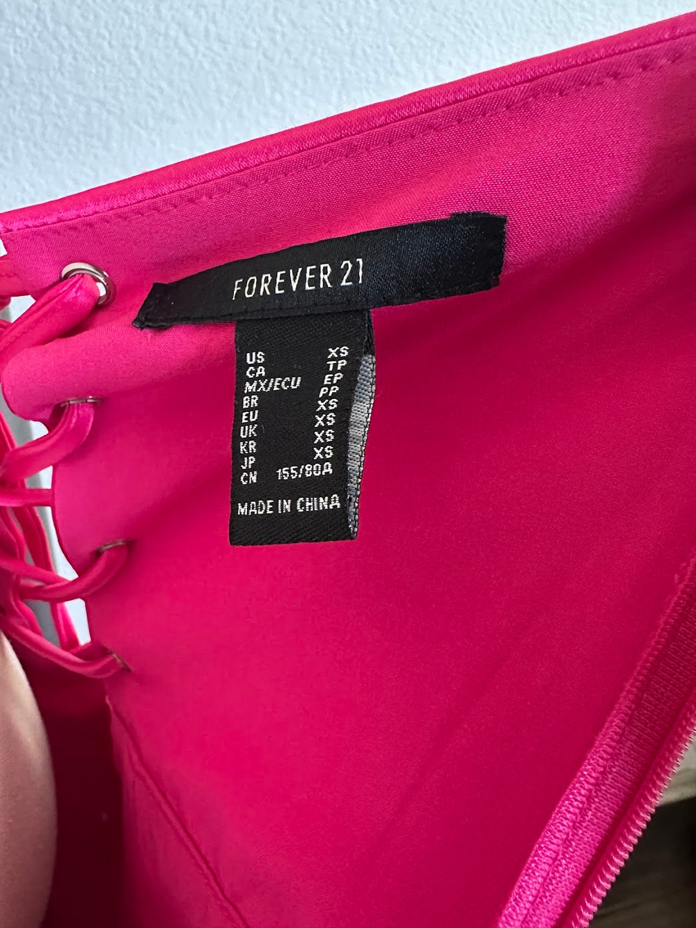 Forever 21 Pink Strapless Corset Mini Dress Lace Up Back Y2K Party XS - Picture 5 of 6
